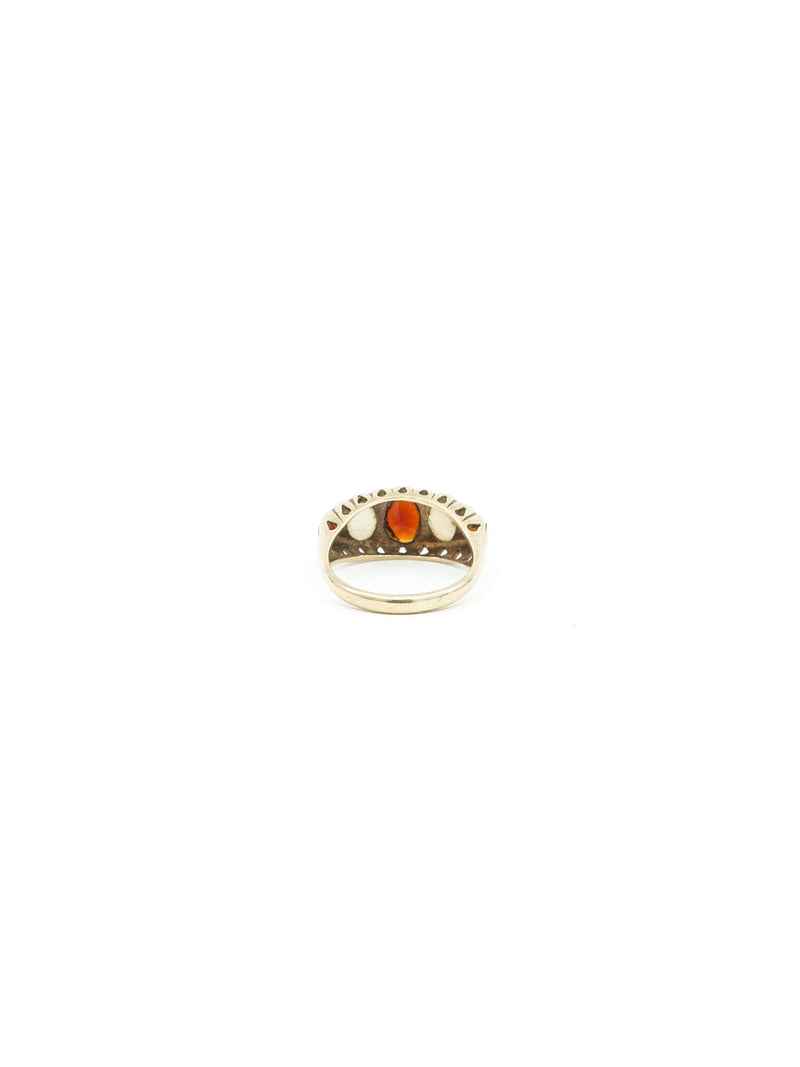 9K Gypsy Set Opal and Garnet Ring Fine Jewelry arcadeshops.com
