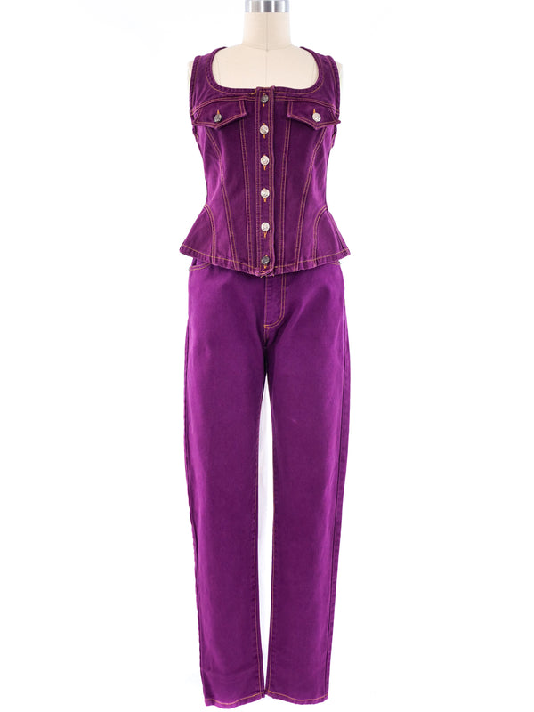 Christian Lacroix Magenta Denim Ensemble Suit arcadeshops.com