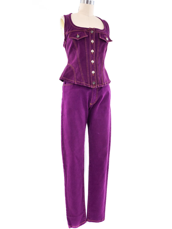 Christian Lacroix Magenta Denim Ensemble Suit arcadeshops.com