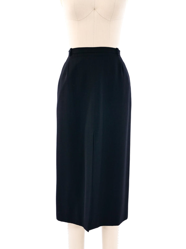Yves Saint Laurent Black Wool Midi Skirt Bottom arcadeshops.com