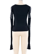 Yves Saint Laurent Black Sheer Sleeve Top Top arcadeshops.com
