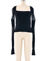 Yves Saint Laurent Black Sheer Sleeve Top Top arcadeshops.com