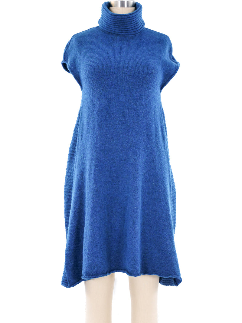 Balenciaga Teal Knit Sweater Dress With Scarf Dress arcadeshops.com