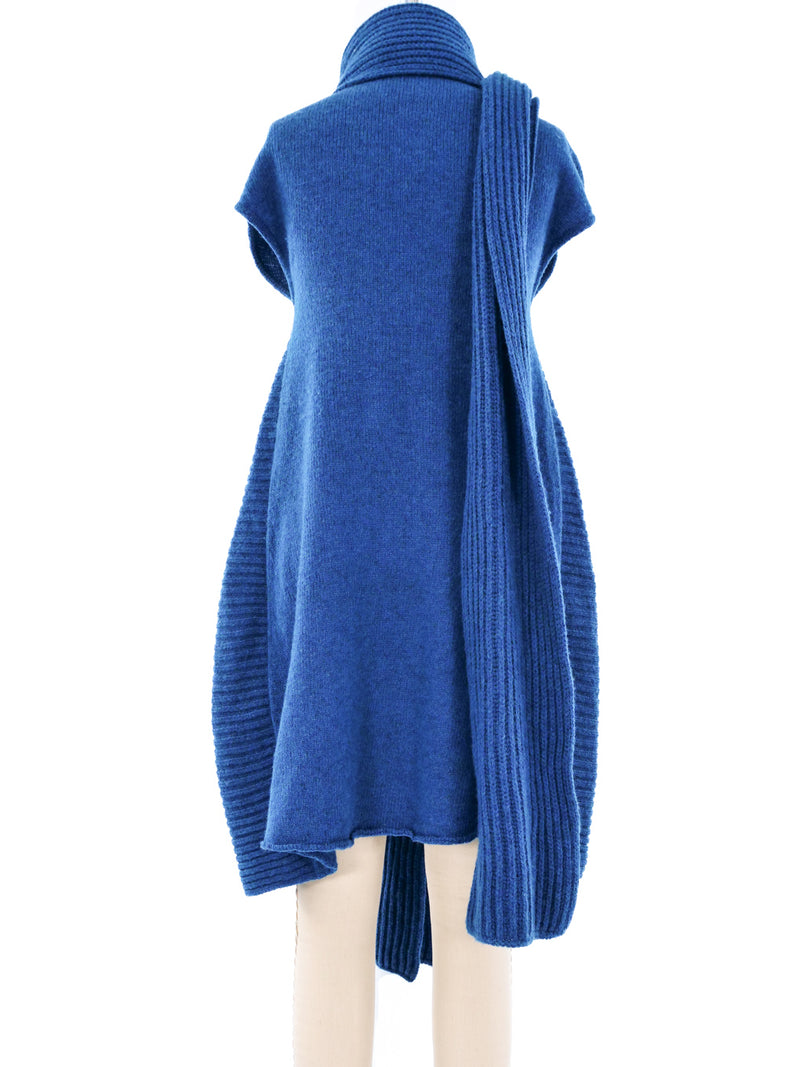 Balenciaga Teal Knit Sweater Dress With Scarf Dress arcadeshops.com