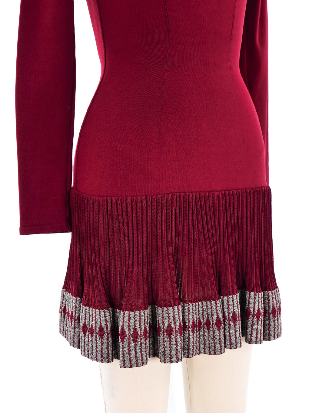 Alaia Cranberry Fit and Flare Ruffle Dress