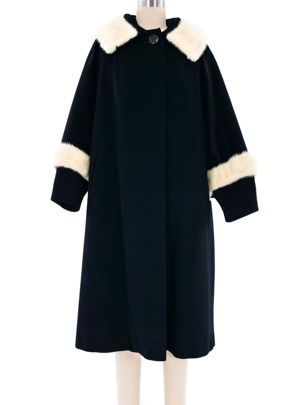 1960's Fur Trimmed Cashmere Swing Coat Outerwear arcadeshops.com