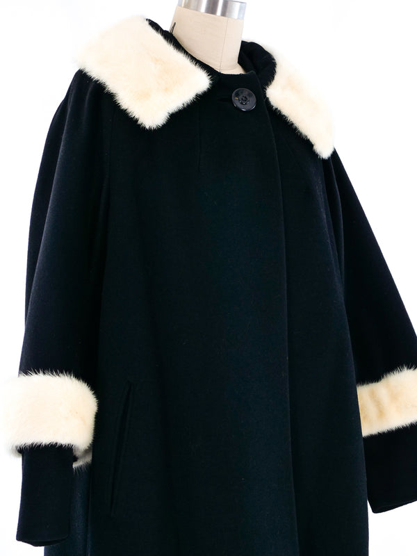 1960's Fur Trimmed Cashmere Swing Coat Outerwear arcadeshops.com