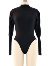 Alaia Black Wool Mock Neck Bodysuit Top arcadeshops.com