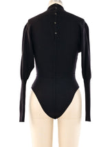 Alaia Black Wool Mock Neck Bodysuit Top arcadeshops.com