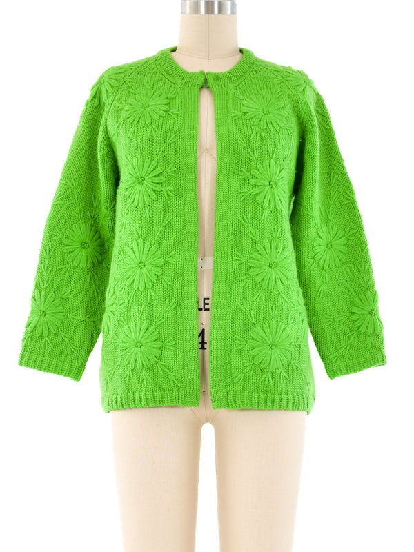 1960's Green Knit Cardigan Jacket arcadeshops.com