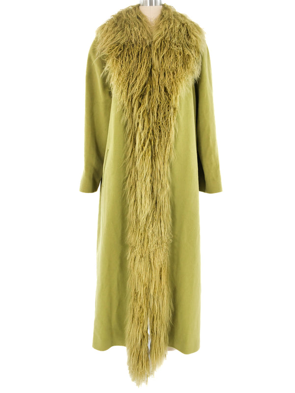Fur Trimmed Lime Green Overcoat Outerwear arcadeshops.com
