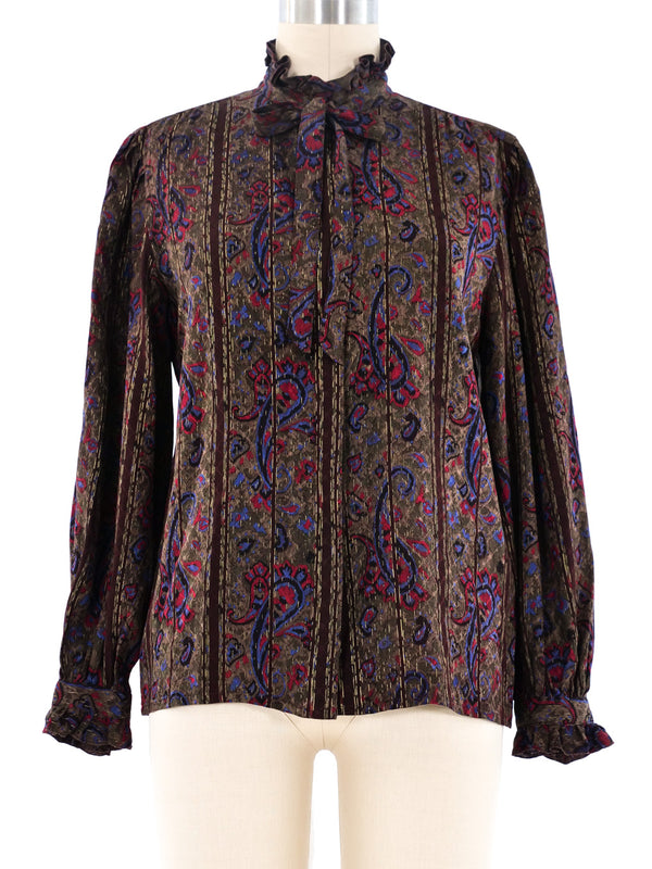 Emanuel Ungaro Metallic Paisley Blouse Top arcadeshops.com