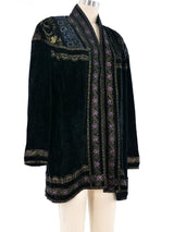 Roberto Cavalli Chenille and Painted Leather Duster Jacket arcadeshops.com