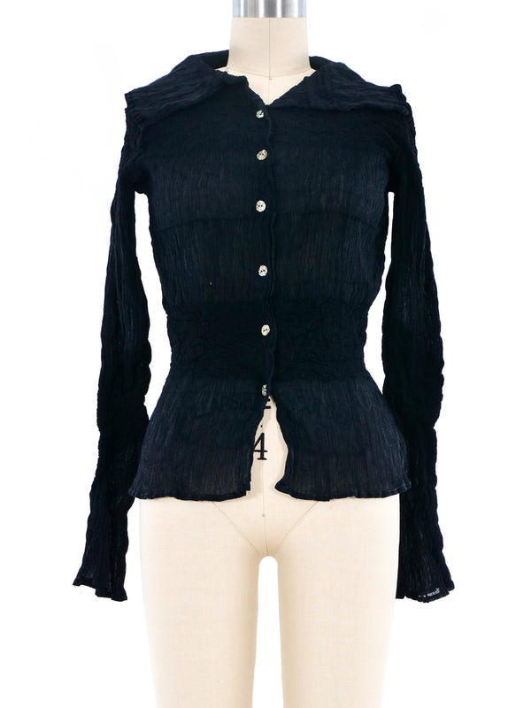 Yoshiki Hishinuma Black Sheer Crinkle Top Top arcadeshops.com