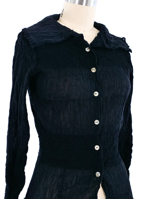 Yoshiki Hishinuma Black Sheer Crinkle Top Top arcadeshops.com