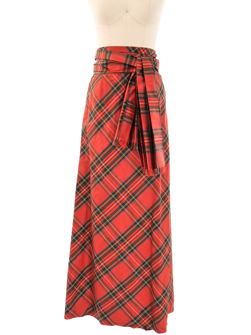 Adolfo Tartan Maxi Skirt Bottom arcadeshops.com