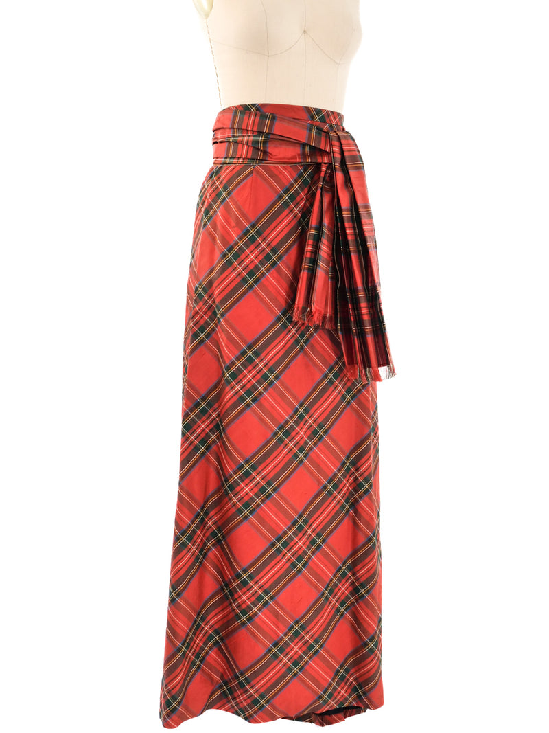 Adolfo Tartan Maxi Skirt Bottom arcadeshops.com
