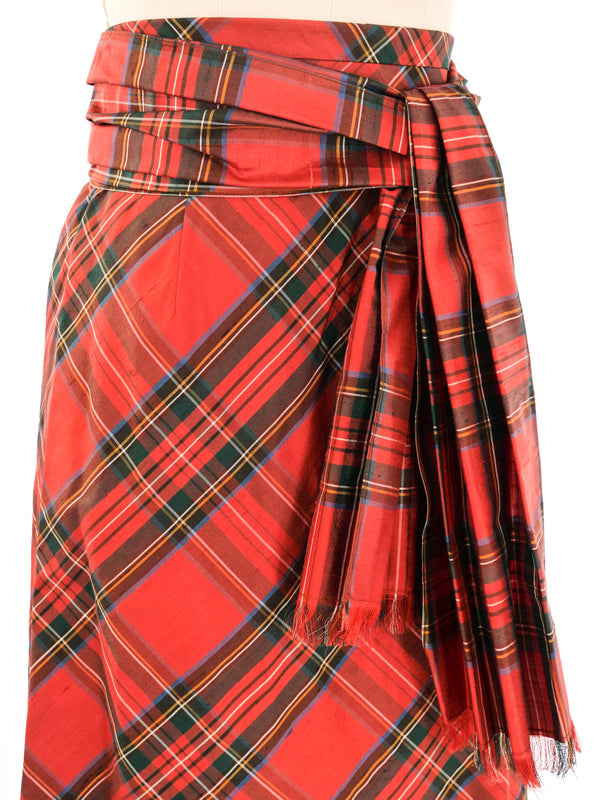 Adolfo Tartan Maxi Skirt Bottom arcadeshops.com