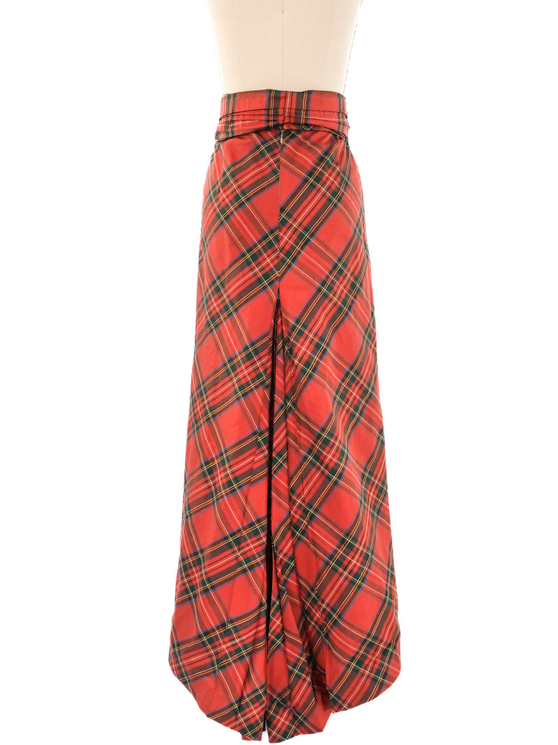 Adolfo Tartan Maxi Skirt Bottom arcadeshops.com