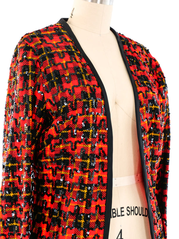 1960's Sequin Embellished Check Cardigan Jacket arcadeshops.com