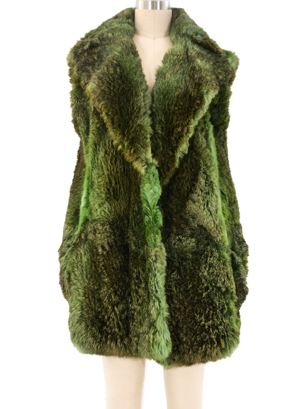 Green Fox Fur Vest Outerwear arcadeshops.com