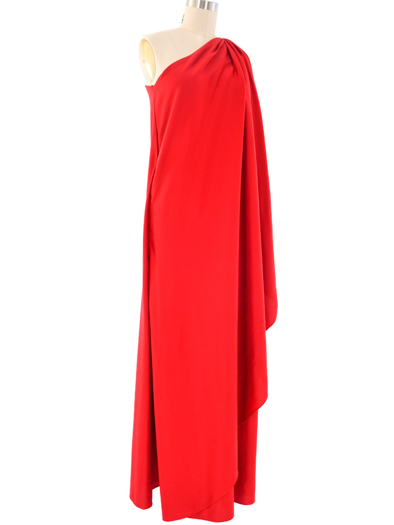 vintage halston dresses Halston IV One Shoulder Jersey Gown