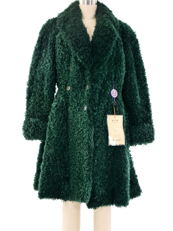 Kenzo Green Lamb Fur Coat Outerwear arcadeshops.com
