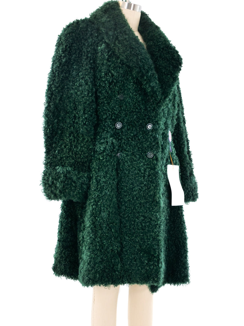 Kenzo Green Lamb Fur Coat Outerwear arcadeshops.com
