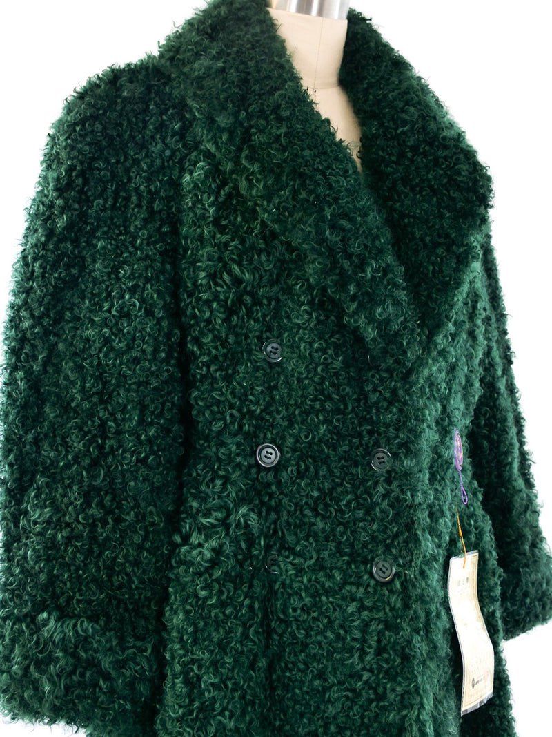 Kenzo Green Lamb Fur Coat Outerwear arcadeshops.com