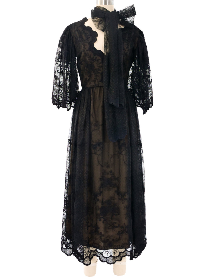Black Lace Midi Dress Dress arcadeshops.com