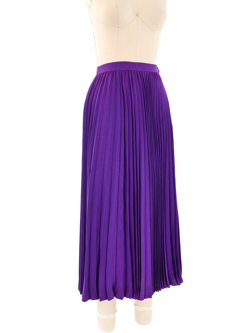 Yves Saint Laurent Purple Pleated Maxi Skirt Bottom arcadeshops.com