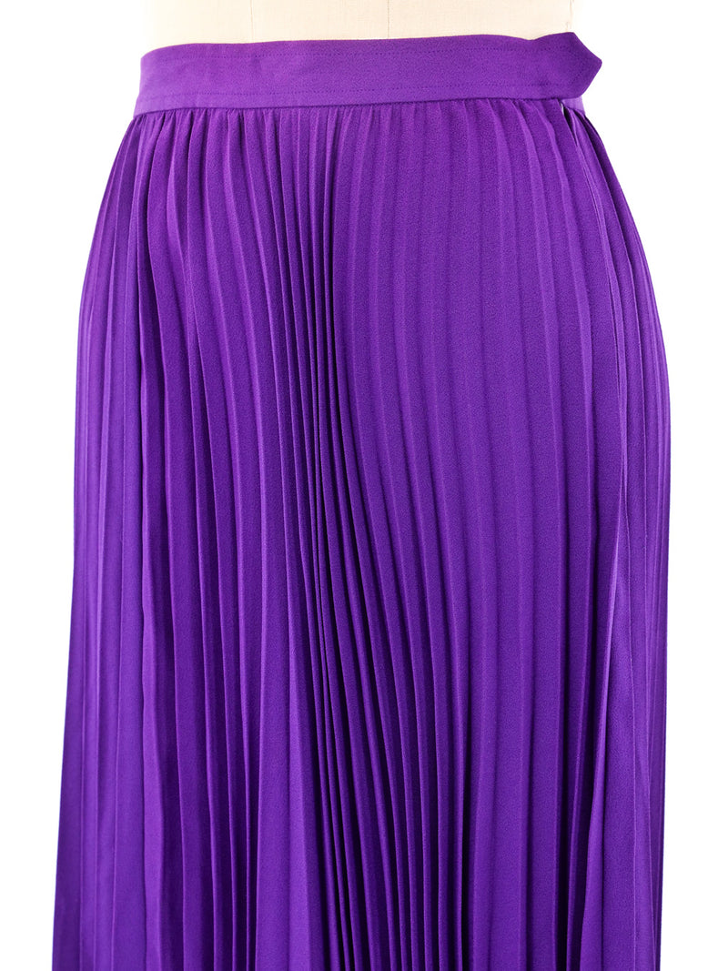 Yves Saint Laurent Purple Pleated Maxi Skirt Bottom arcadeshops.com