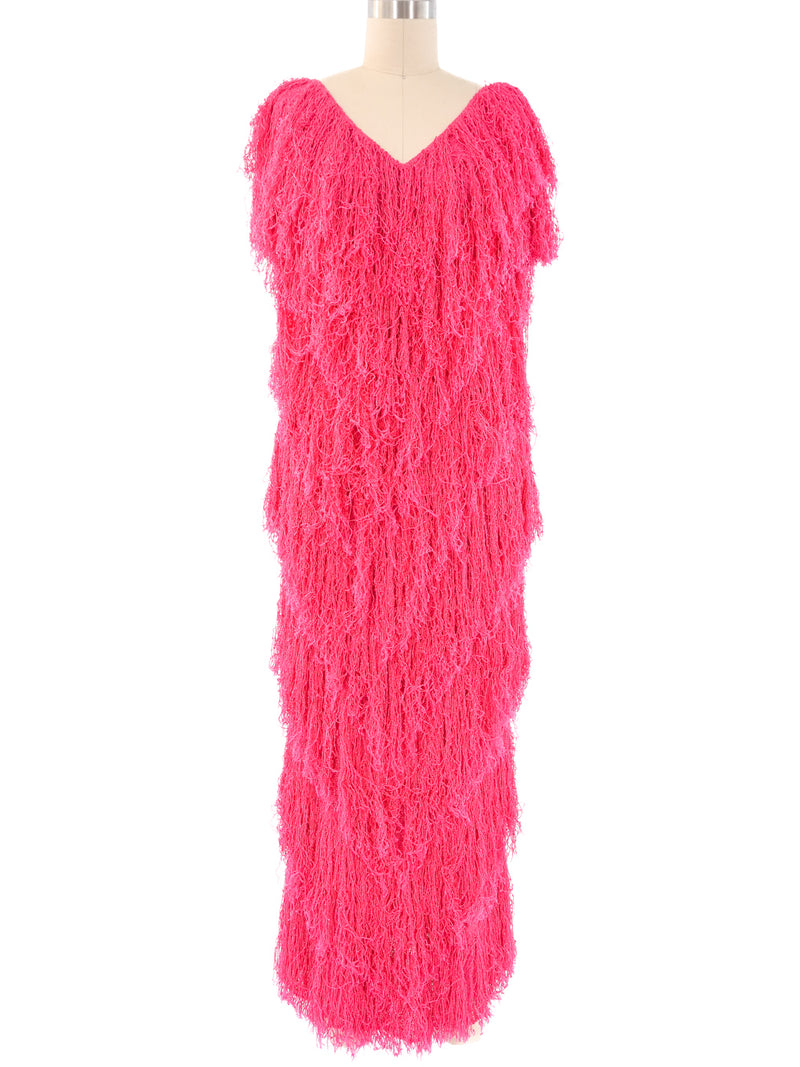 Hot Pink Yarn Fringe Dress Dress arcadeshops.com