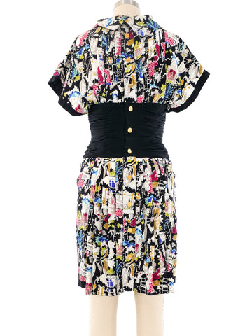 chanel print mini dress Chanel Parisian Themed Mini Dress