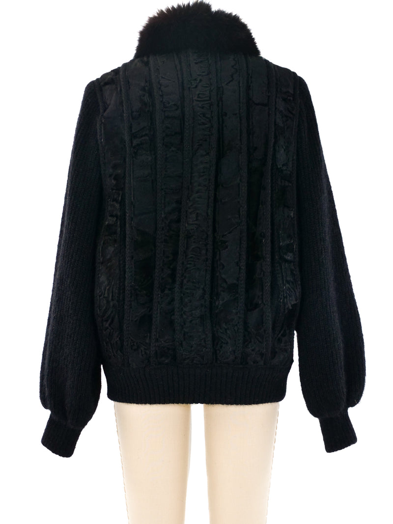 Fur and Knit Paneled Jacket Outerwear arcadeshops.com