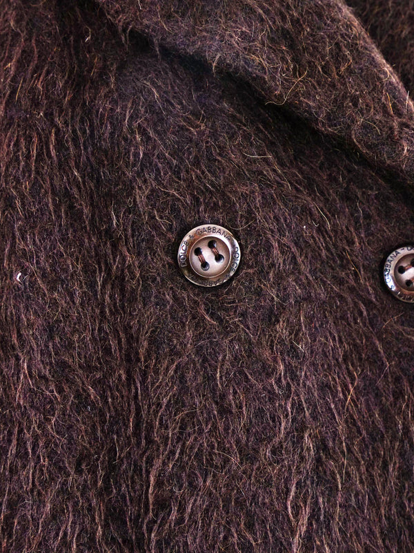 Dolce and Gabbana Brown Alpaca Coat Jacket arcadeshops.com