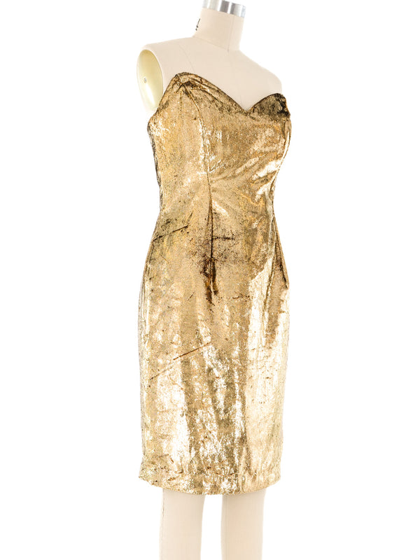 Metallic Gold Mini Dress Dress arcadeshops.com