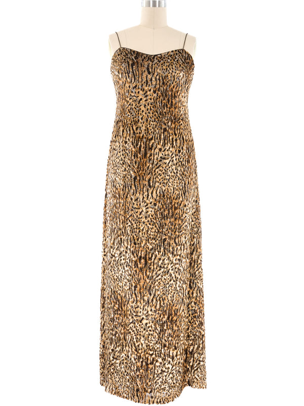 Escada Animal Printed Metallic Velvet Dress Dress arcadeshops.com