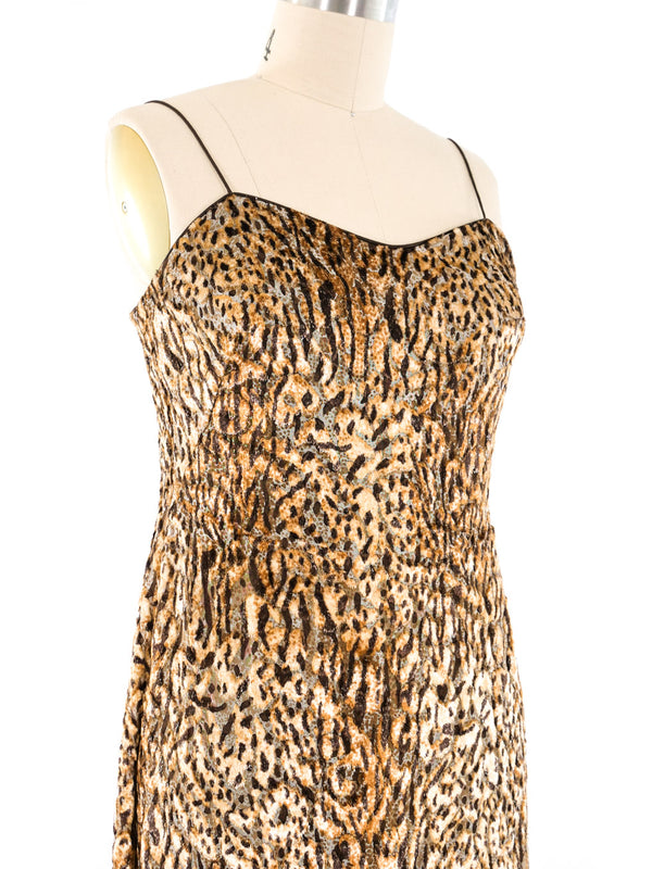 Escada Animal Printed Metallic Velvet Dress Dress arcadeshops.com