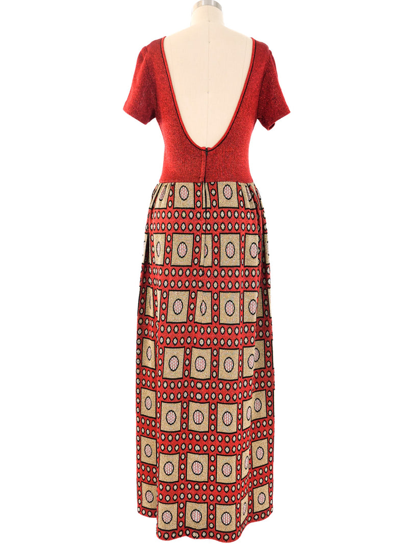 1960s Metallic Knit Maxi Dress Dress arcadeshops.com