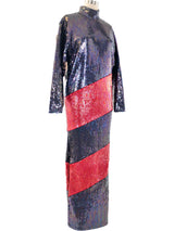 Bill Blass Sequined Column Gown Dress arcadeshops.com