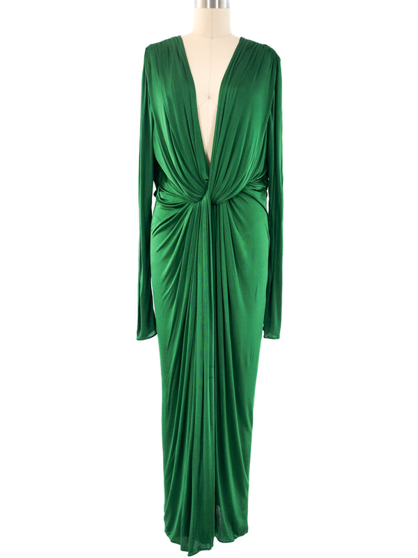 Dolce and Gabbana Emerald Draped Jersey Dress Dress arcadeshops.com