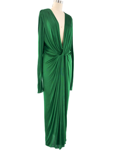 Dolce and Gabbana Emerald Draped Jersey Dress