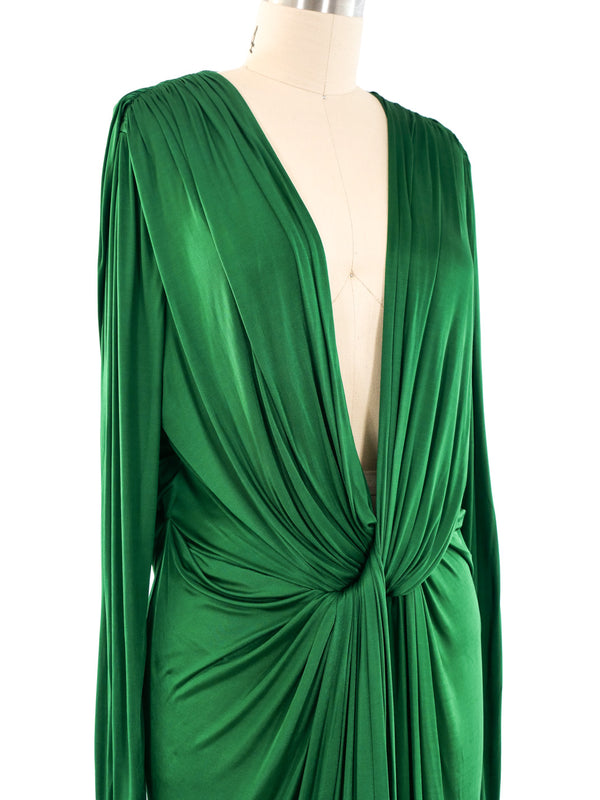 Dolce and Gabbana Emerald Draped Jersey Dress Dress arcadeshops.com