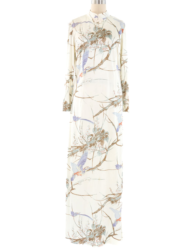 Bird Printed Jersey Maxi Dress Dress arcadeshops.com