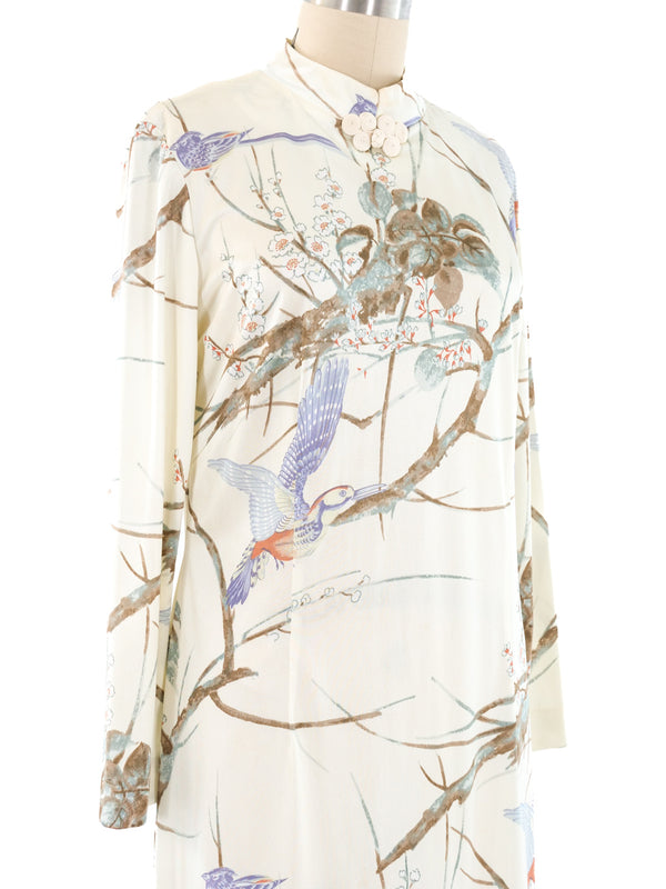 Bird Printed Jersey Maxi Dress Dress arcadeshops.com