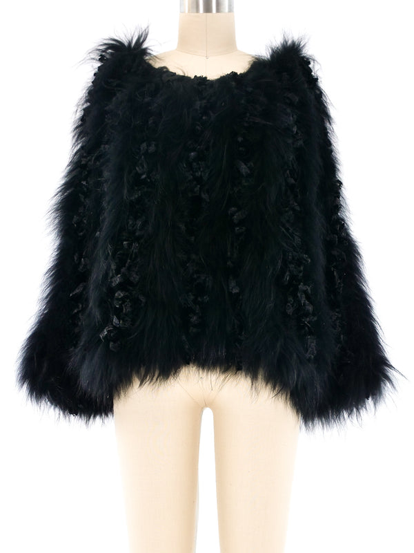 Black Velvet and Fur Knit Capelet Outerwear arcadeshops.com
