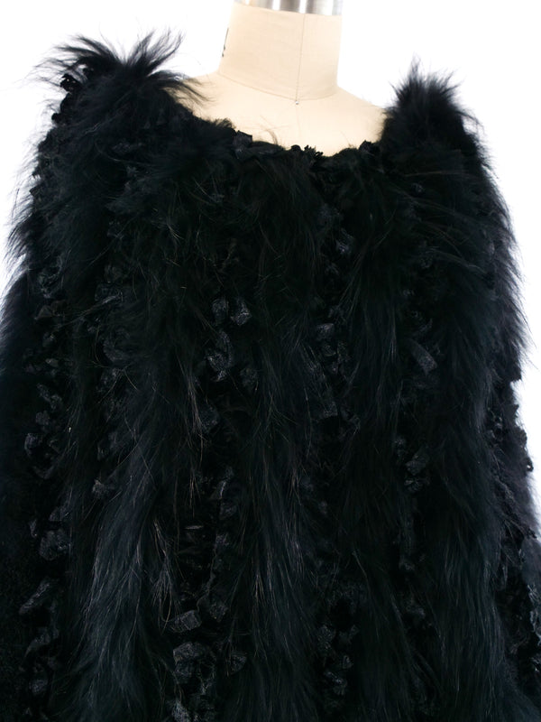 Black Velvet and Fur Knit Capelet Outerwear arcadeshops.com