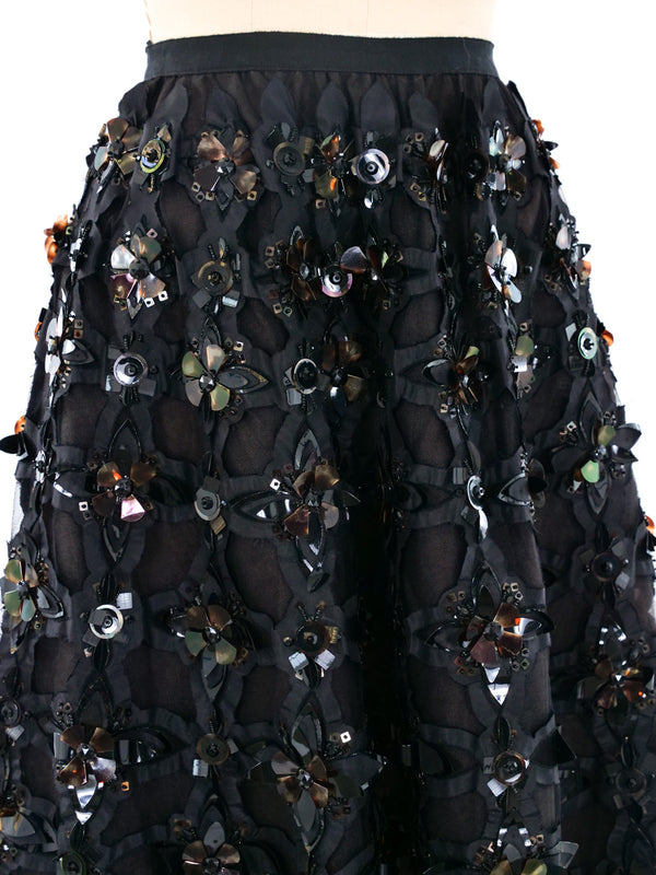 Oscar De La Renta Floral Applique Tulle Skirt Bottom arcadeshops.com
