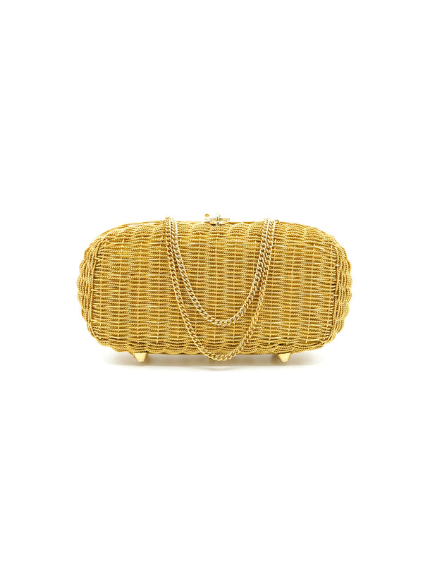 Gold Woven Chainlink Clutch Accessory arcadeshops.com